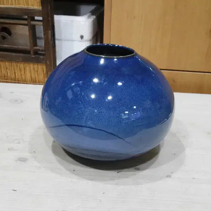[BUNJANG] Cobalt Blue Japanese Ceramic Vase (1960s) / 코발트색 일본 도자기- 화물만!!