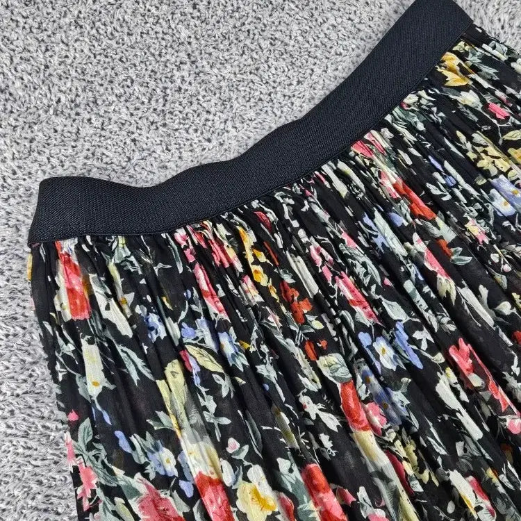 [BUNJANG] Vintage Black Floral Pattern Long Skirt OS / 빈티지 롱 스커트 ( OS ) / 12147