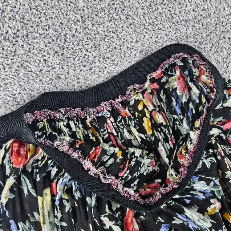 [BUNJANG] Vintage Black Floral Pattern Long Skirt OS / 빈티지 롱 스커트 ( OS ) / 12147