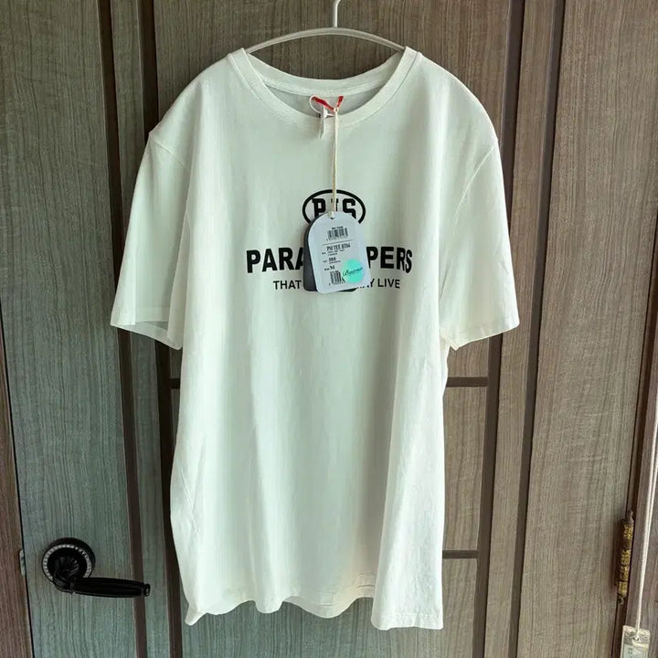 [BUNJANG] Parajumpers Logo Short Sleeve T-Shirt Off White (M) / 새상품(M)파라점퍼스 로고 반팔 티셔츠 오프화이트