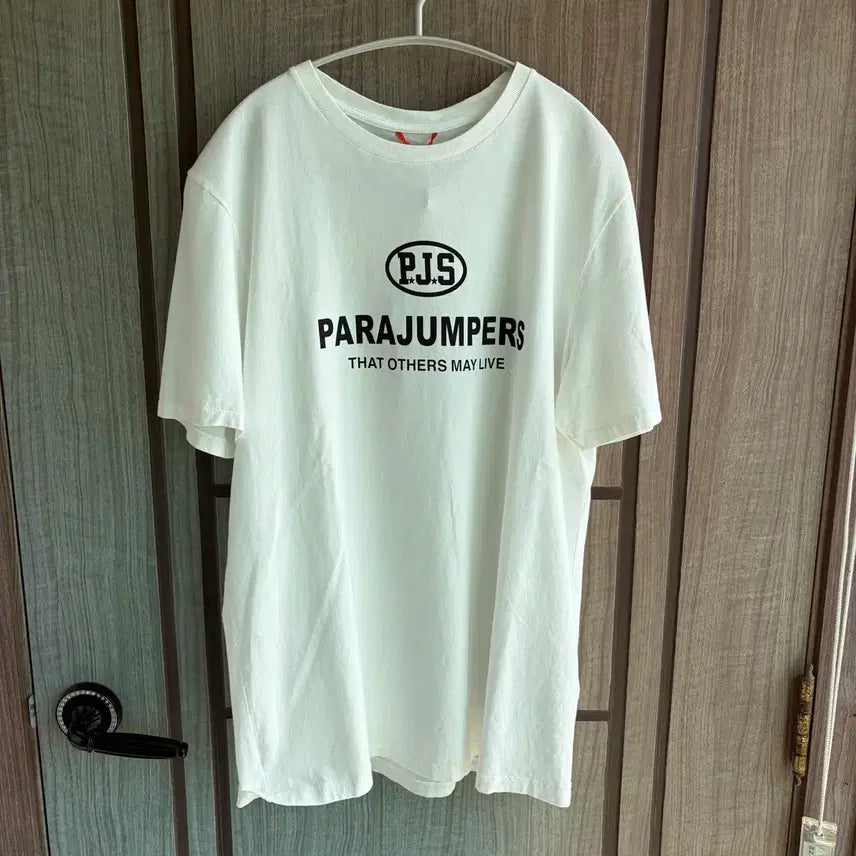 [BUNJANG] Parajumpers Logo Short Sleeve T-Shirt Off White (M) / 새상품(M)파라점퍼스 로고 반팔 티셔츠 오프화이트