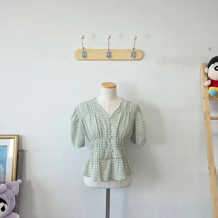 [BUNJANG] MIXXO Green Pleated Blouse / 빈티지 만원샵 MIXXO 그린 러블리 블라우스