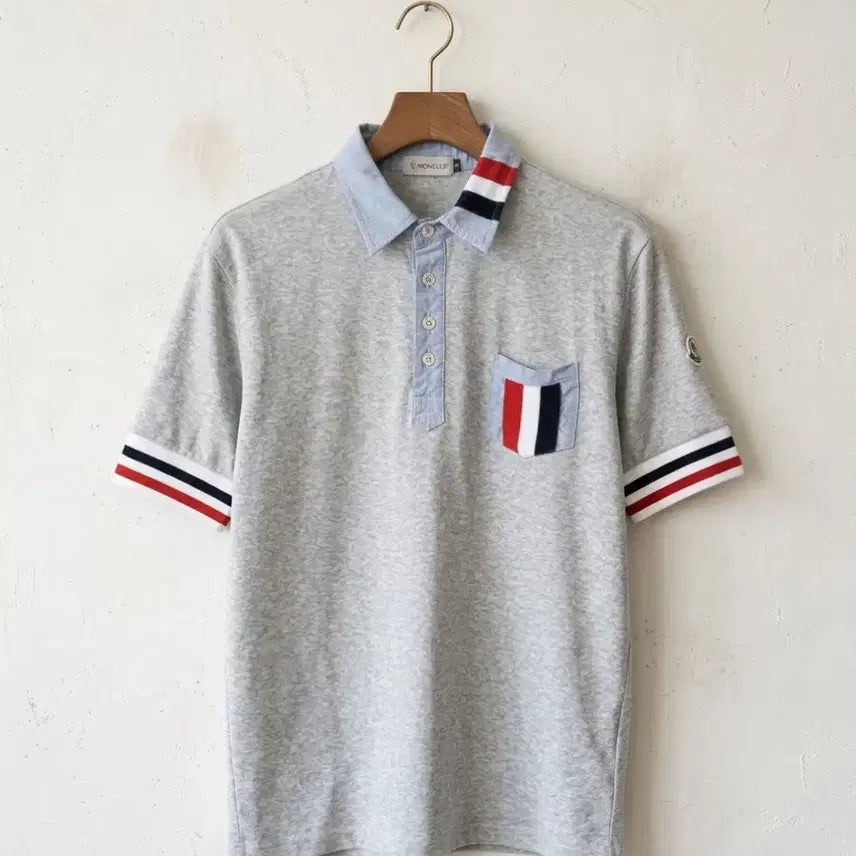 [BUNJANG] Moncler Tricolor Piqué Polo Shirt / MONCLER Tricolor Polo