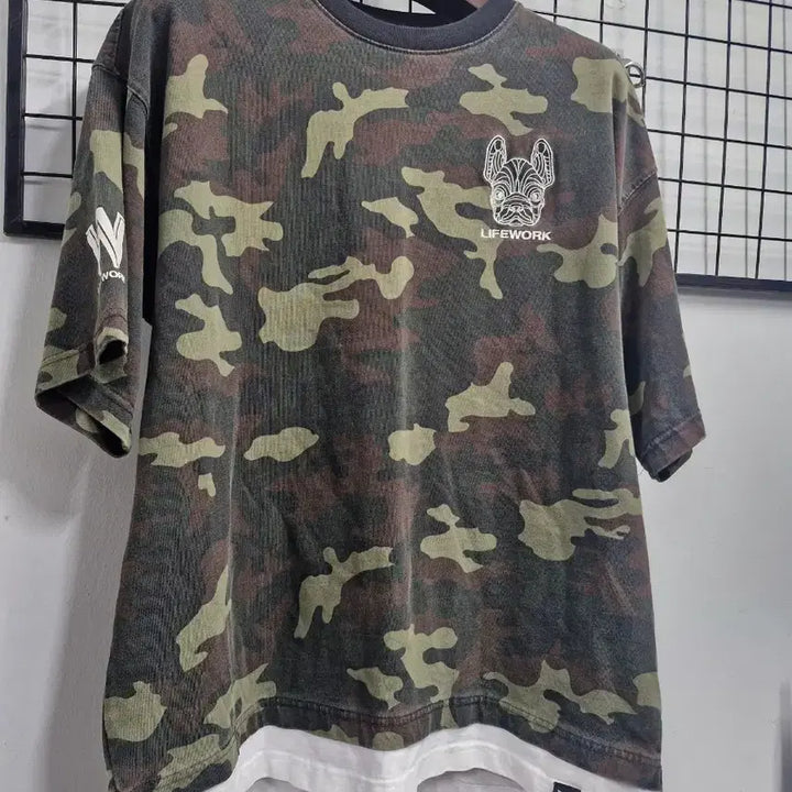 [BUNJANG] Life Work Camo Layered Short Sleeve T-Shirt 100L / 100L 라이프워크 카모 레이어드 반팔 티셔츠