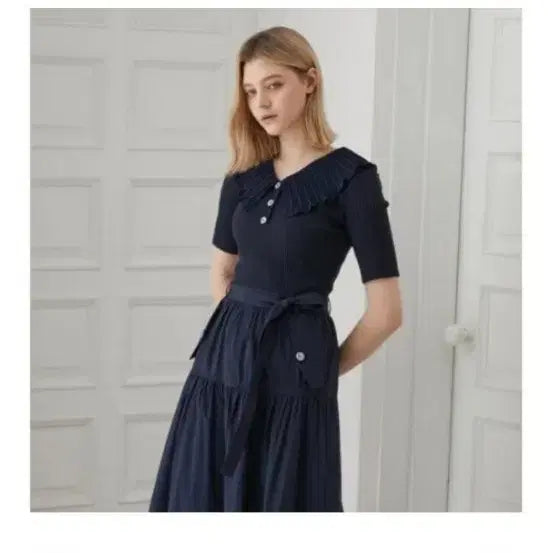 [BUNJANG] Egoist + System Set Navy Long Dress &amp; Knit Dress / 에고이스트+시스템  오즈세컨 럭키슈에뜨 듀엘 보브 지컷