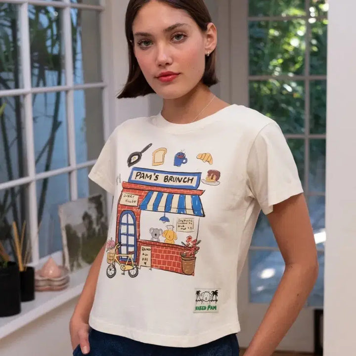 [BUNJANG] The Eskimo Crop T-Shirt with Graphic Print / 더에쉴린 티셔츠