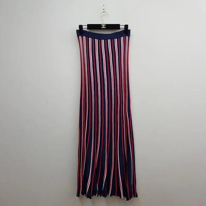 [BUNJANG] Sandro Color-Block Stripe Pleated Knit Long Skirt / 산드로 Sandro 배색 스트라이프 플리츠 니트 롱스커트 2사이즈