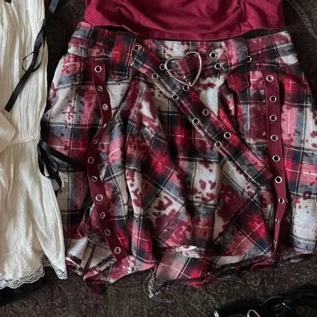 [BUNJANG] Goth Check Pattern Mini Skirt (Built-in Shorts) / (희귀템) 고스 체크 패턴 미니스커트