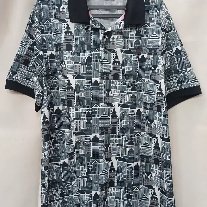 [BUNJANG] W.ANGLE Building Print Short Sleeve Polo T-shirt / W.ANGLE 건물 프린트 반팔 폴로티