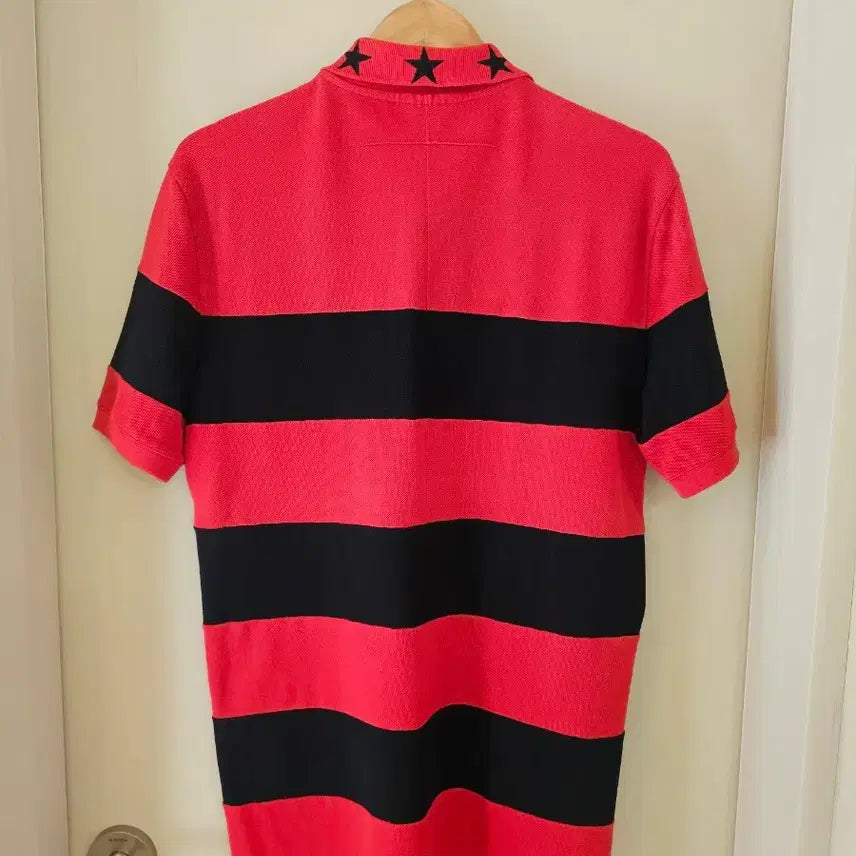 [BUNJANG] Givenchy Star Red Black Stripe Polo Shirt L / [정품] 지방시 스타 레드 블랙 스트라이프 카라티 L