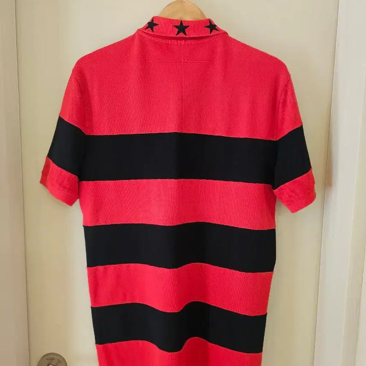 [BUNJANG] Givenchy Star Red Black Stripe Polo Shirt L / [정품] 지방시 스타 레드 블랙 스트라이프 카라티 L