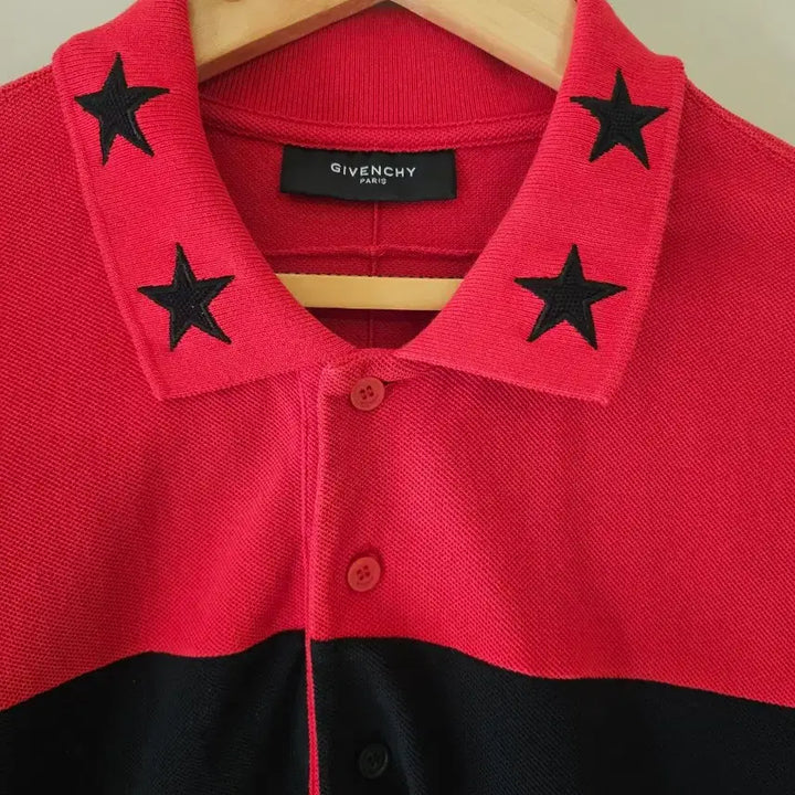 [BUNJANG] Givenchy Star Red Black Stripe Polo Shirt L / [정품] 지방시 스타 레드 블랙 스트라이프 카라티 L