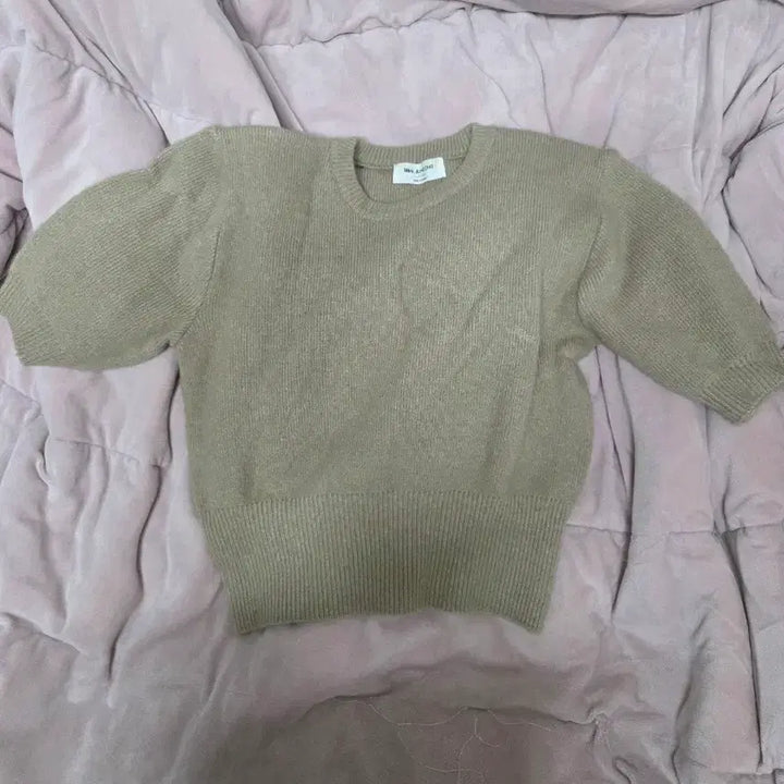 [BUNJANG] Beige Cropped Short-Sleeve Knit Top / 베이지 크롭 반팔니트