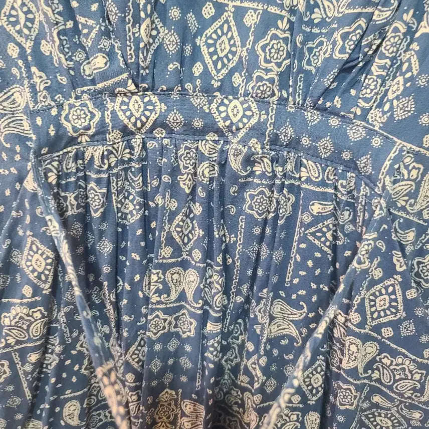 [BUNJANG] Blue Pattern Long Dress / 청량한 블루 패턴 롱 원피스