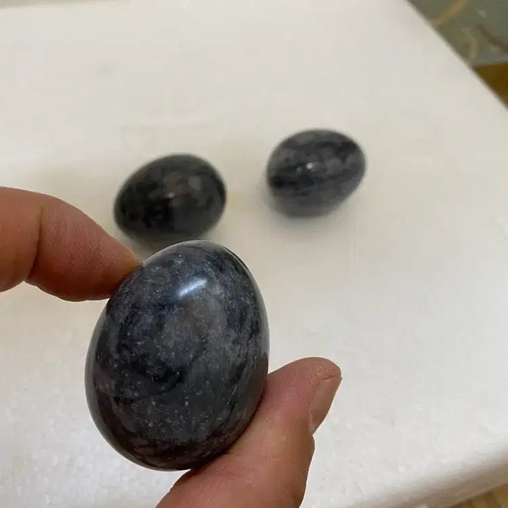 [BUNJANG] Black Jade Stones with Black Base (Set of 3) / 흑색바탕의 흑 옥돌 3개    /요316