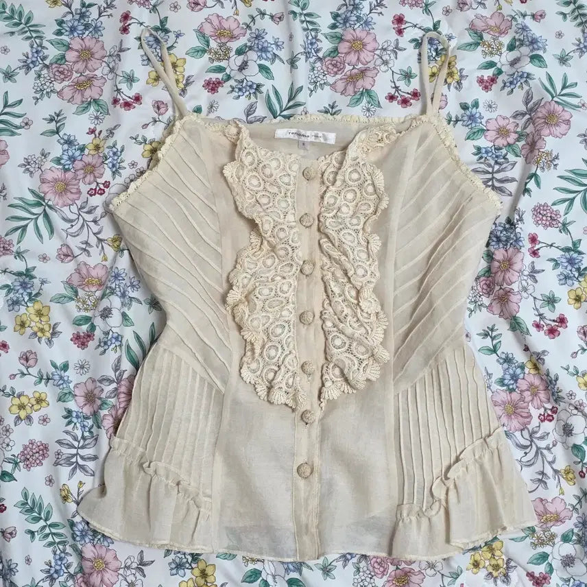 [BUNJANG] Renoma Vintage Ivory Lace Bustier Sleeveless Top / renoma 유럽빈티지)하구미 모리걸 아이보리 레이스 뷔스티에슬리브리스