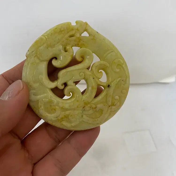 [BUNJANG] Ancient Dragon Jade Figure / 고대의 용이 동그랗게 웅크린 옥조형    /요316