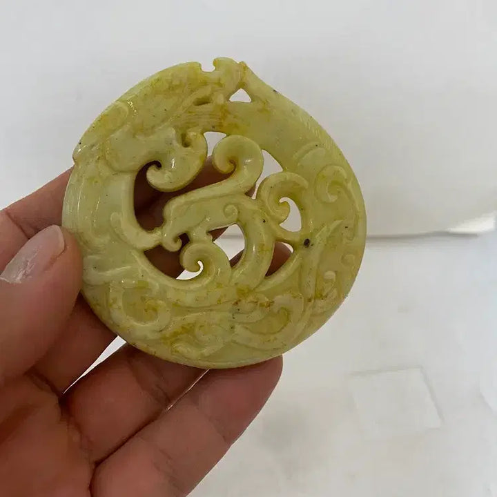 [BUNJANG] Ancient Dragon Jade Figure / 고대의 용이 동그랗게 웅크린 옥조형    /요316