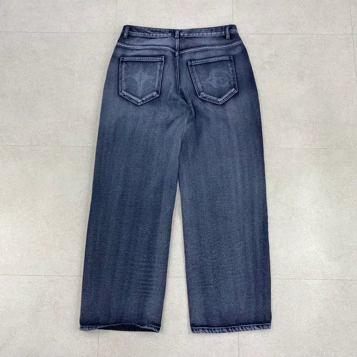 [BUNJANG] THUG CLUB Double Knee Black Laser Denim Jeans (Size 34) / 떠그클럽 더블니 흑청 레이저 데님 진 (34)