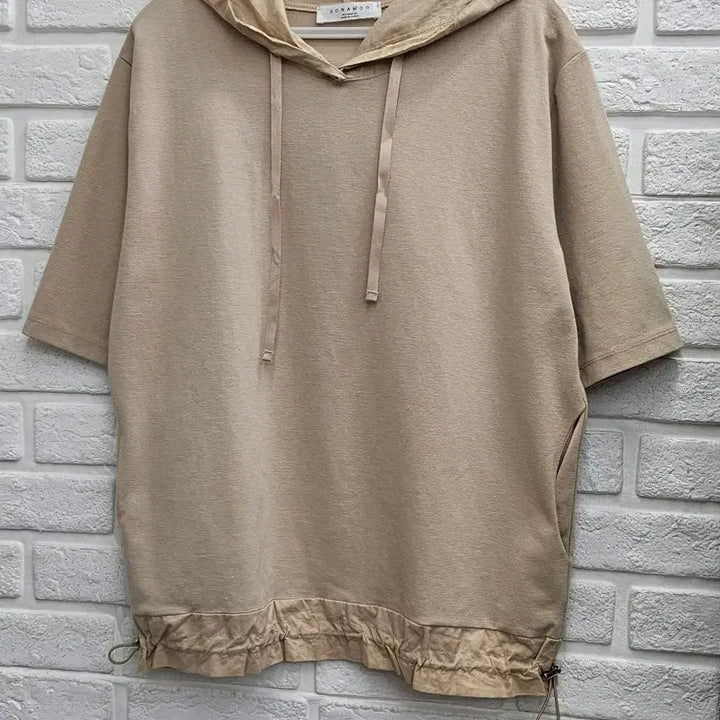 [BUNJANG] SONAMOO Beige Short-Sleeve Hoodie / A4407   반팔 후드티 (SONAMOO)