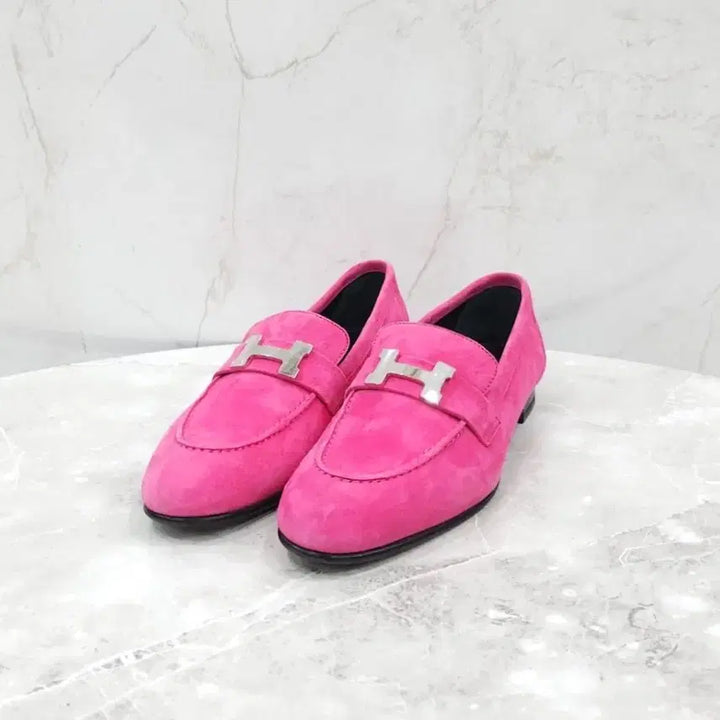 [BUNJANG] Hermès Rose Fuchsia Suede Paris Loafers - Size 37.5 / 37.5 / 에르메스 로즈푸시아 스웨이드 파리 로퍼