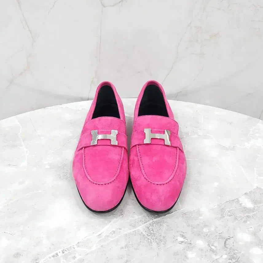 [BUNJANG] Hermès Rose Fuchsia Suede Paris Loafers - Size 37.5 / 37.5 / 에르메스 로즈푸시아 스웨이드 파리 로퍼