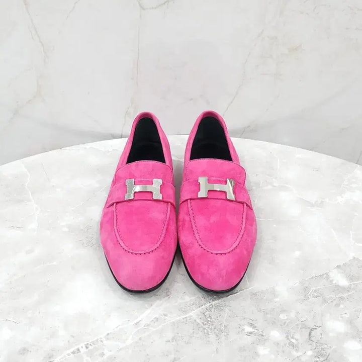 [BUNJANG] Hermès Rose Fuchsia Suede Paris Loafers - Size 37.5 / 37.5 / 에르메스 로즈푸시아 스웨이드 파리 로퍼