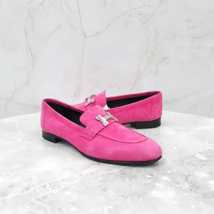 [BUNJANG] Hermès Rose Fuchsia Suede Paris Loafers - Size 37.5 / 37.5 / 에르메스 로즈푸시아 스웨이드 파리 로퍼