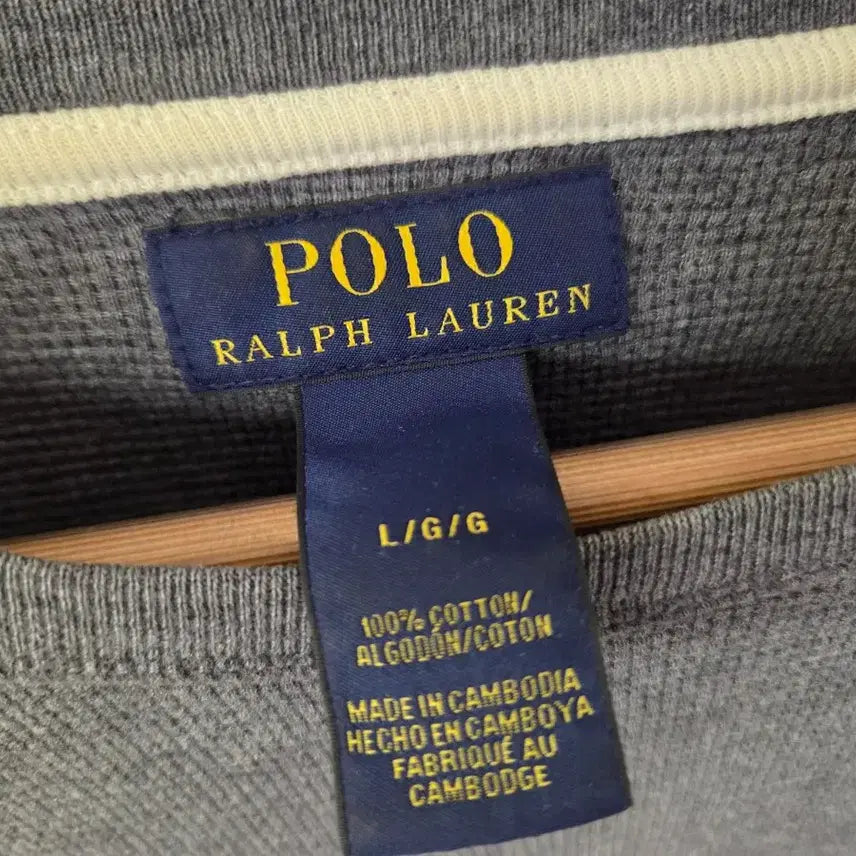 [BUNJANG] Polo Ralph Lauren Gray Waffle Long Sleeve T-Shirt / 폴로 그레이 와플 긴팔티