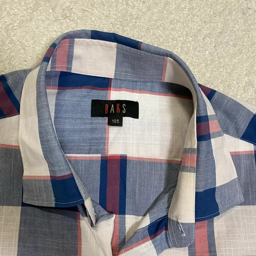 [BUNJANG] Daks Check Short Sleeve Shirt (Size 105) / 닥스 체크 반팔 셔츠 105