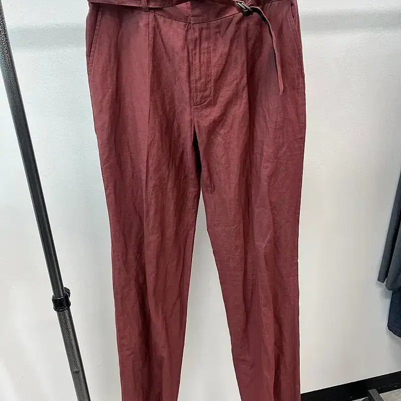 [BUNJANG] Lanvin Burgundy Belted Pants / 33-34) 랑방 버건디 벨티드 팬츠