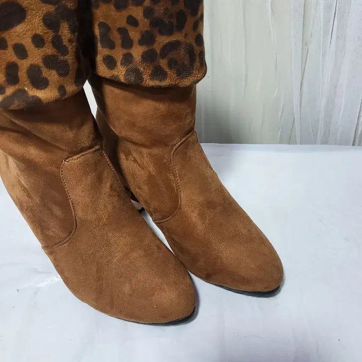 [BUNJANG] Suede Leopard Print Ankle Boots / [새상품]스웨이드 레오파드 앵클부츠245