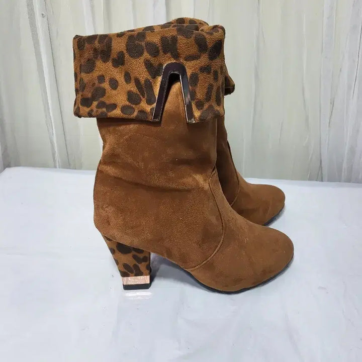 [BUNJANG] Suede Leopard Print Ankle Boots / [새상품]스웨이드 레오파드 앵클부츠245