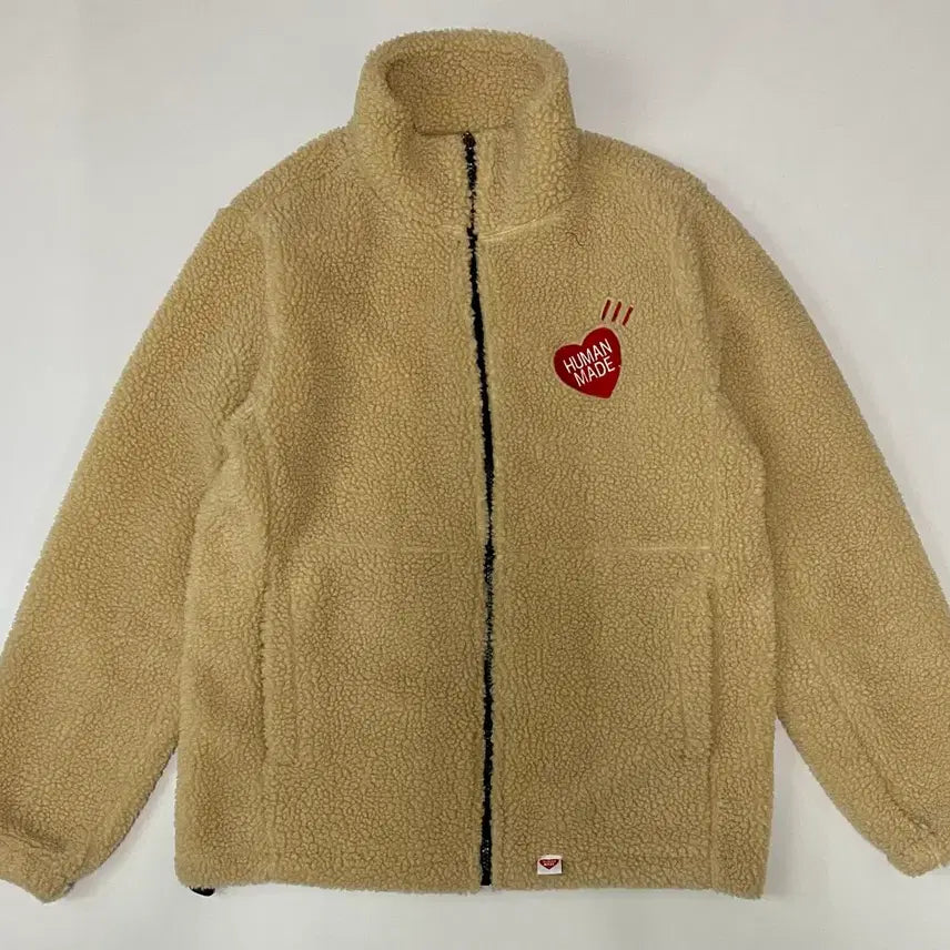 [BUNJANG] Human Made Fleece Jacket Beige / 휴먼메이드 뽀글이 플리스 자켓 베이지