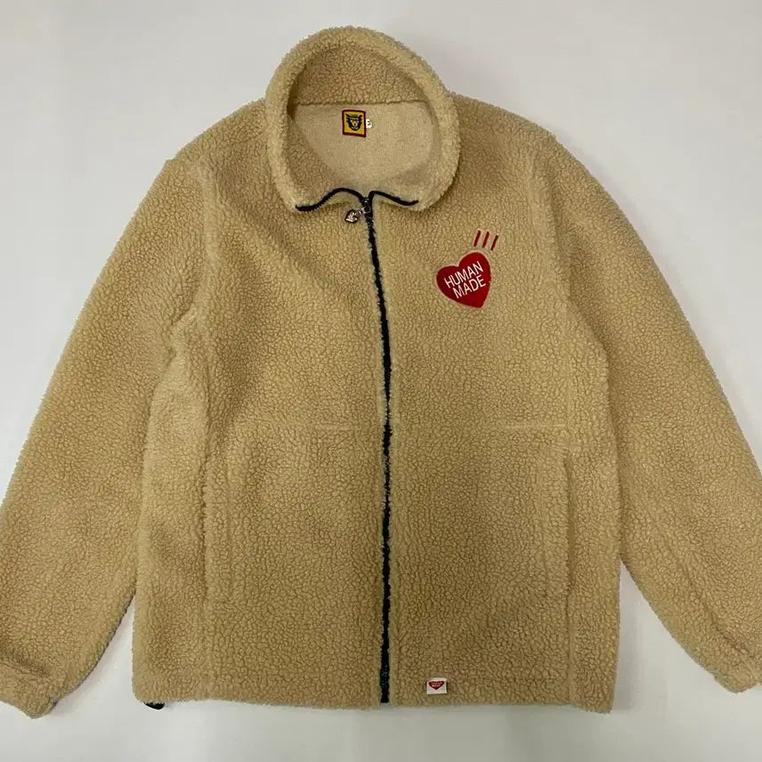 [BUNJANG] Human Made Fleece Jacket Beige / 휴먼메이드 뽀글이 플리스 자켓 베이지