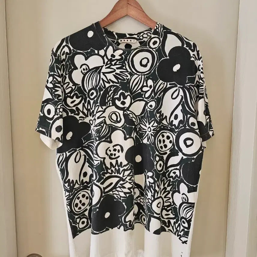 [BUNJANG] Marni Flower Pattern Short Sleeve T-Shirt Size 52 / [정품] 마르니 플라워 패턴 반팔 티셔츠 52