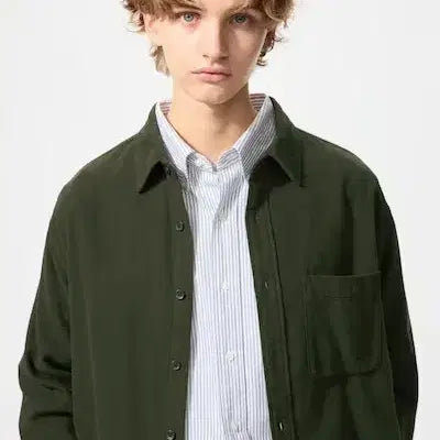 [BUNJANG] Uniqlo Flannel Shirt Olive L / 유니클로 플란넬 셔츠 올리브 L사이즈
