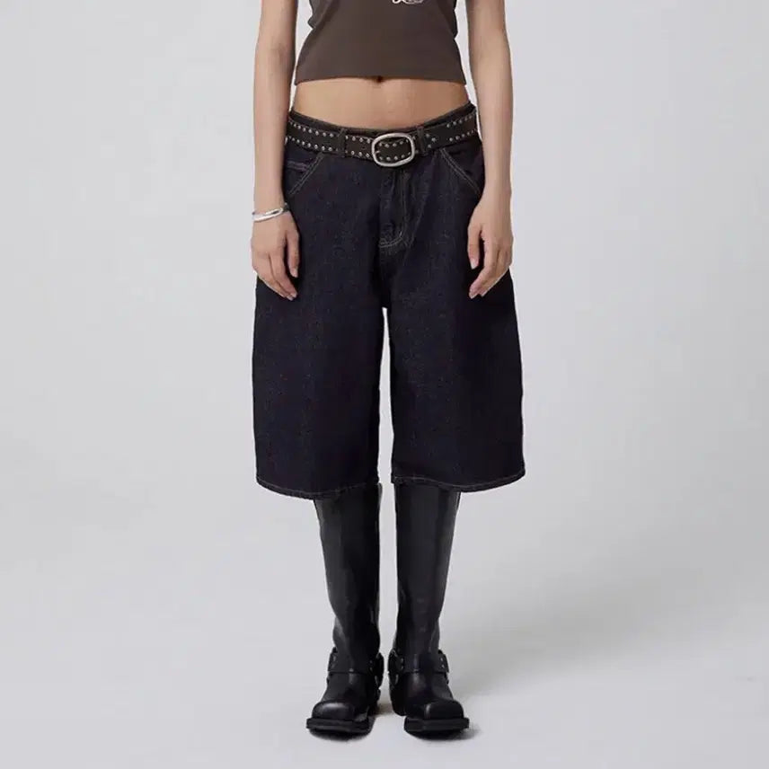 [BUNJANG] Suede Bermuda Denim Shorts / 스웨이드 버뮤다 데님