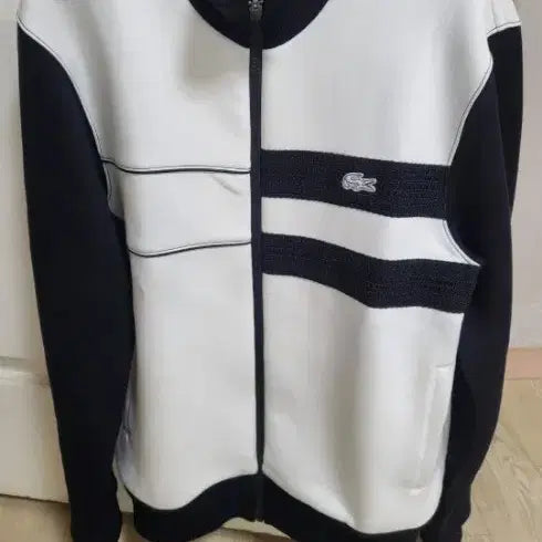 [BUNJANG] Lacoste Colorblock Track Jacket / 라코스테 화이트 블랙 배색 트랙탑  새상품