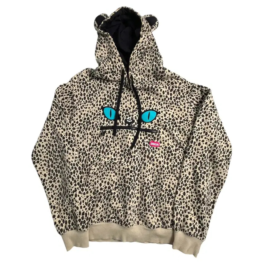 [BUNJANG] SAKUN Smile Cat Leopard Hoodie XL / SAKUN 스마일캣 후드티 레오파드