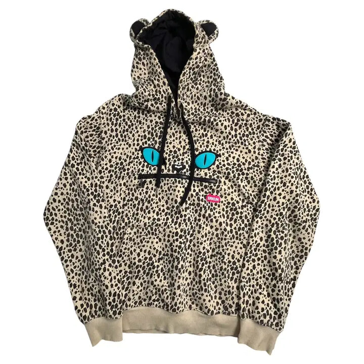 [BUNJANG] SAKUN Smile Cat Leopard Hoodie XL / SAKUN 스마일캣 후드티 레오파드