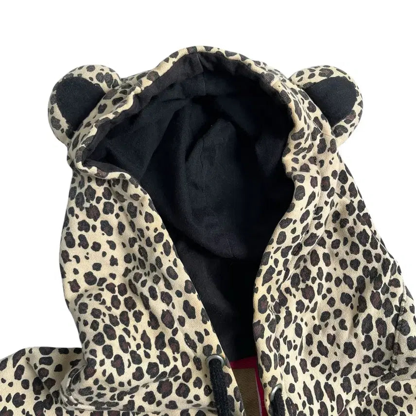[BUNJANG] SAKUN Smile Cat Leopard Hoodie XL / SAKUN 스마일캣 후드티 레오파드