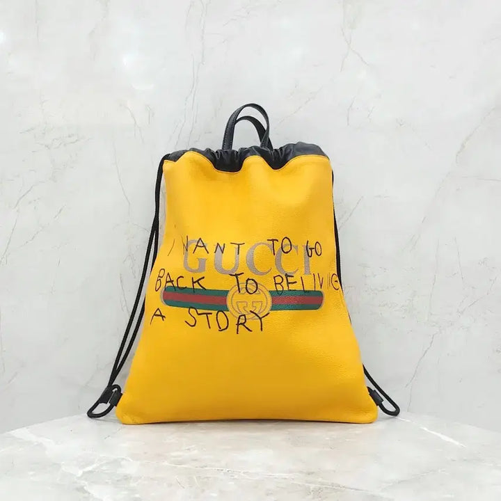 [BUNJANG] Gucci GG Logo Leather Drawstring Backpack 494053 / 구찌 GG 로고 가죽 드로우스트링 백팩 494053