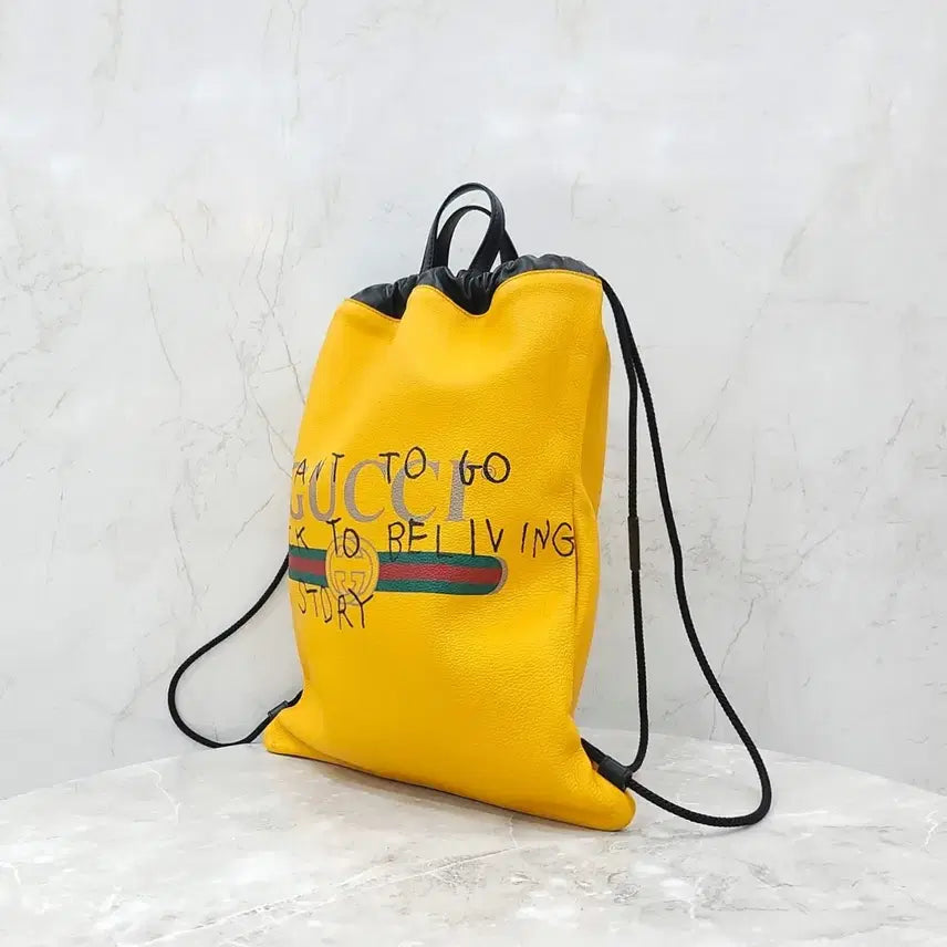 [BUNJANG] Gucci GG Logo Leather Drawstring Backpack 494053 / 구찌 GG 로고 가죽 드로우스트링 백팩 494053