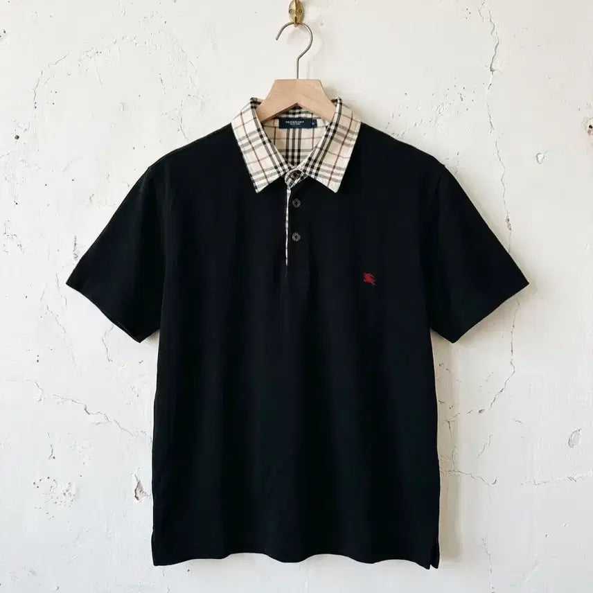 [BUNJANG] Burberry London Nova Check Collar Polo Shirt - Black / Burberry polo shirt