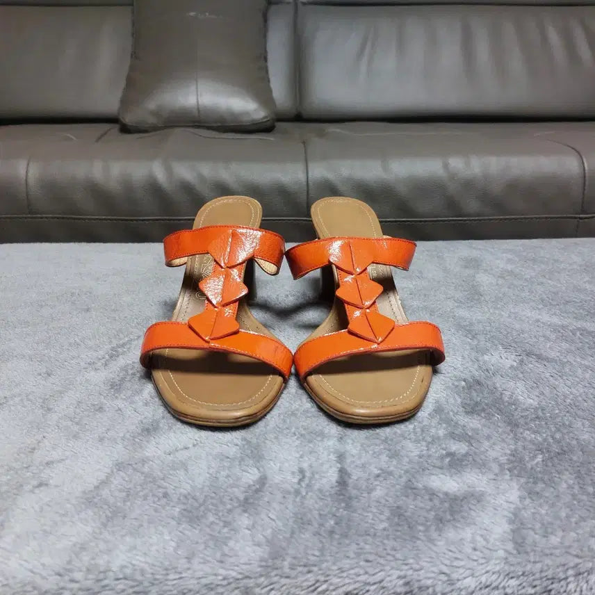 [BUNJANG] Salvatore Ferragamo Orange T-Strap Heel Sandals 250 / (250)페라가모 샌들힐