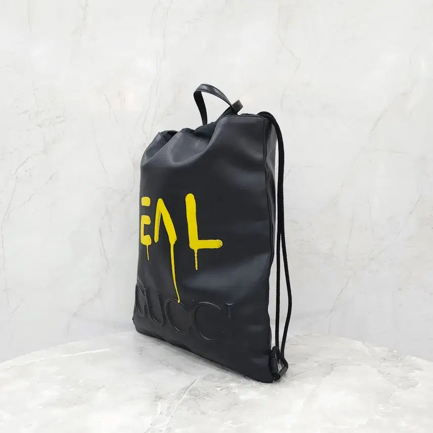 [BUNJANG] Gucci Ghost Yellow Painted Leather Drawstring Backpack 474193 / 구찌 고스트 옐로우 페인팅 레더 드로우스트링 백팩 474210