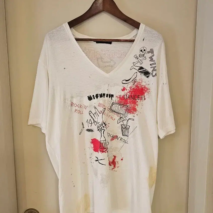 [BUNJANG] Dsquared2 V-Neck Short Sleeve T-Shirt XXL / [정품] 디스퀘어드 디퀘 브이넥 프린팅 반팔 티셔츠 XXL