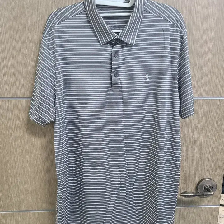 [BUNJANG] Beanpole Grey Stripe Short-Sleeve Polo Shirt / 빈폴 그레이 스트라이프 반팔 카라티 110