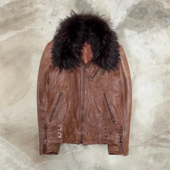 [BUNJANG] Tornado Mart Lambskin Leather Jacket with Detachable Fur Collar (Size M) / [M] Tornado Mart Lambskin Leather Jack